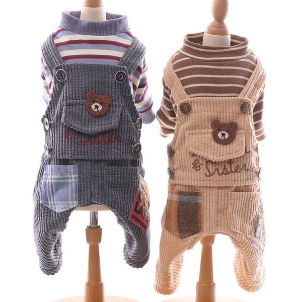 

dog autumn and winter corduroy strap four legged cotton padded coat thick small pet clothing 1251