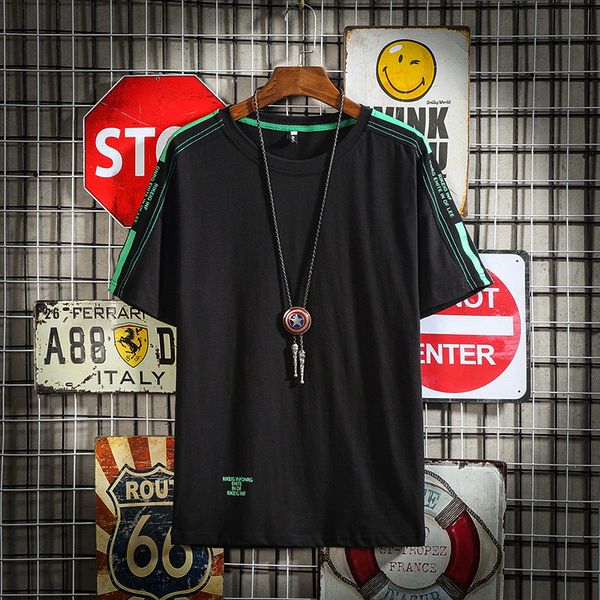 

2021 new patchwork printed t-shirt hip hop short sleeve streetwear tees fashion skateboards tshirts dyvw, White;black