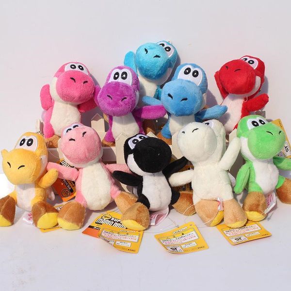 

high-quality dolls 10 colors 12cm keychains christmas design dinosaur plush toy pendant with keychain doll gift
