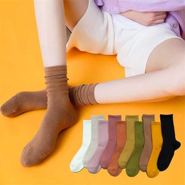 

women's cotton colorful fashion casual breathable solid color socks wholesale 5 pair 211221, Black;white