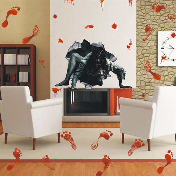 

wall stickers halloween horror glass sticker living room bedroom refrigerator pvc christmas home decorations