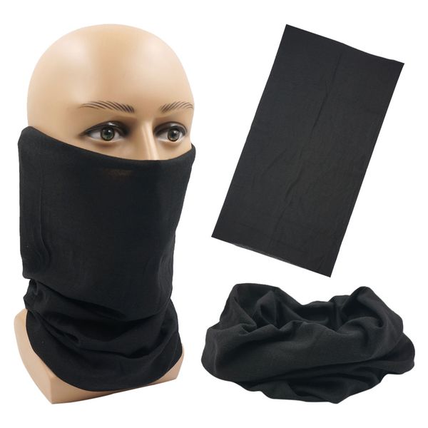

outdoor magic bandana solid color cycling sunshade scarf polyester hiking neck cover fishing windproof headband multi use mask, Black