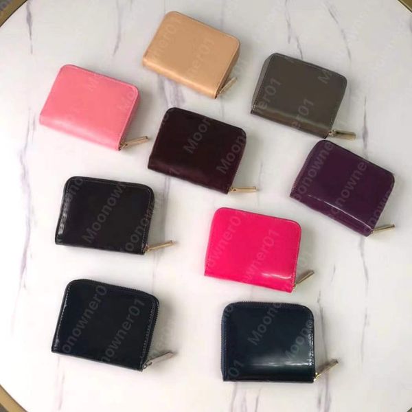 

short wallets card holder shinny patent leather embossing minicoin purse women designer bags women zipper purses fashion mens wallet wholesa, Red;black