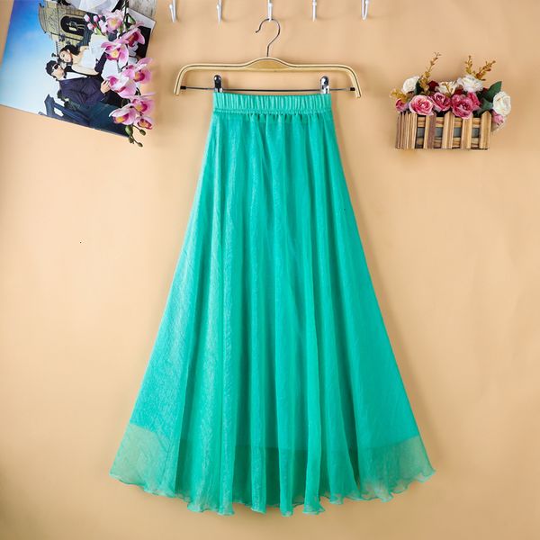 

2021 new long skirt female light fabric chiffon summer clothes beach bohemian maxi skirts women high waist pleated vestidos y334 nj6g, Black;gray