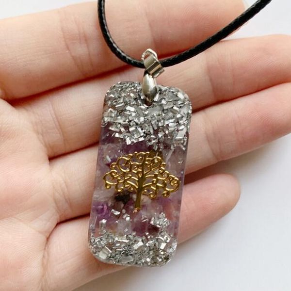 

pendant necklaces looker life of tree healing orgonite necklace natural crystal reiki energy balance jewelry, Silver
