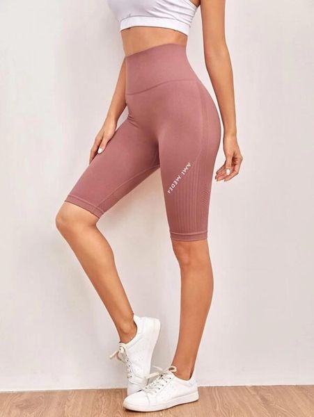 

fitness pants women's high elastic sports leggings, running training five-point pants, peach hips, high waist yoga pants, White;red
