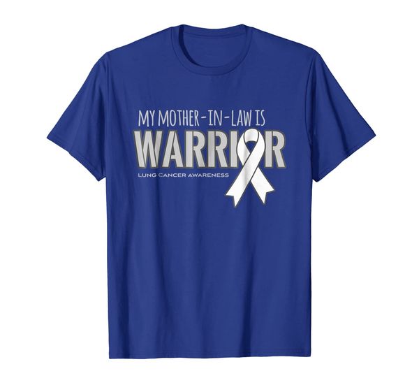 

my mother-in-law is a warrior lung cancer awareness shirt, White;black