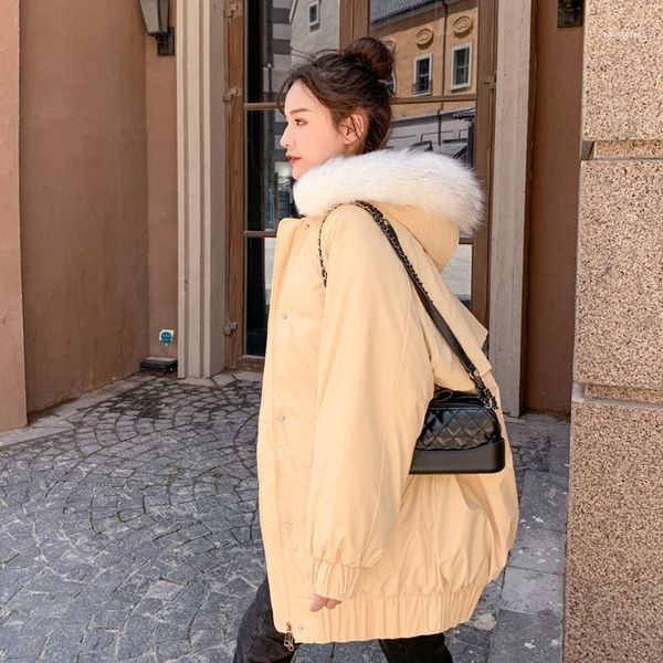 

women's down & parkas women winter padded jacket loose plus velvet coat mid-length hooded overcoat large size woman 1111, Black