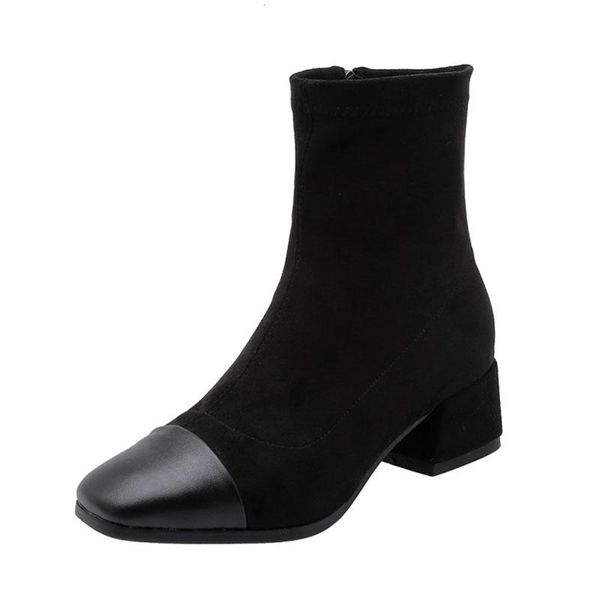 

boots big size square toe women shoes ankle for ladies woman winter, Black