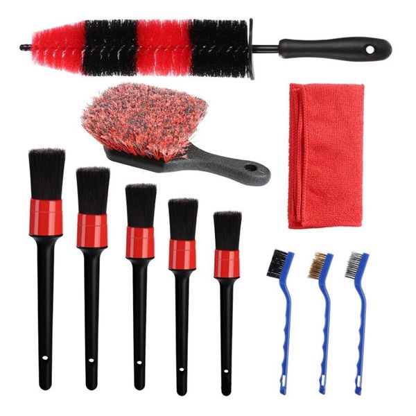 

car sponge 11pcs wheel tire detailing brush rim brushes kit short handle wire kits