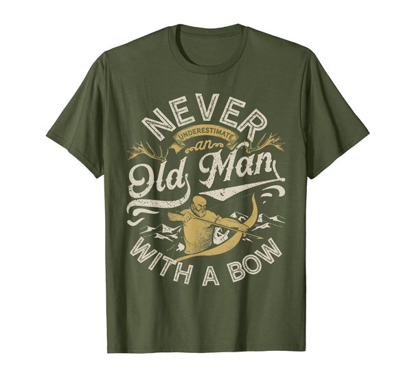 

old man with a bow t shirt hunting hunter men funny gifts, White;black