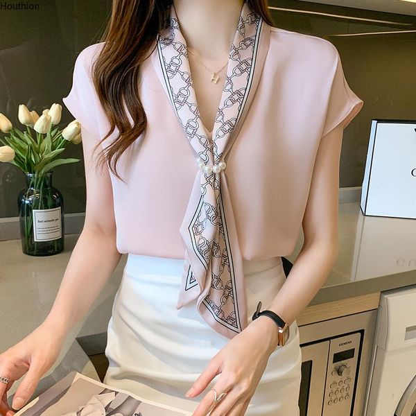 

women's blouses & shirts summer loose korean short-sleeved v-neck print fashion casual stitching blusas, White