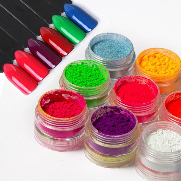 

nail glitter 6pcs/ set pigment powder fluorescent shinny ombre chrome dust diy gel polish manicure for nails art decoration, Silver;gold