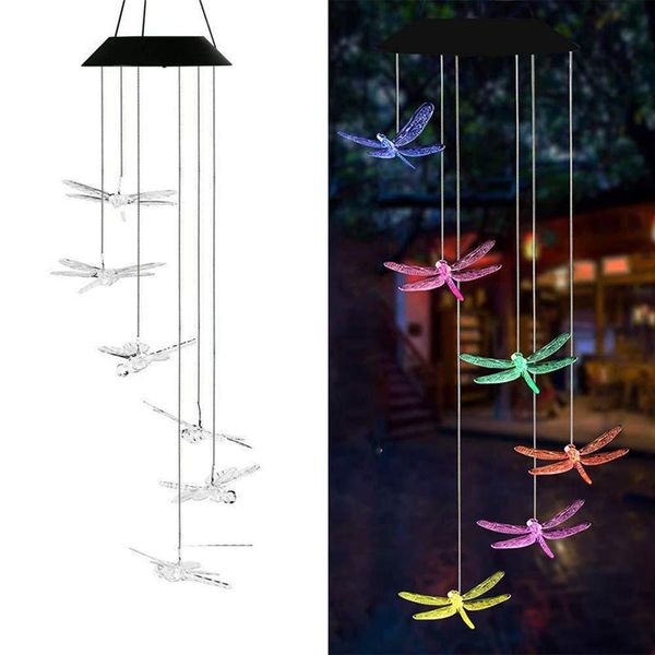 

decorative objects & figurines led solar wind chime light butterfly style outdoor waterproof garden garland hanging lights christmas holiday