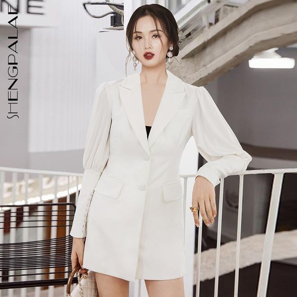 

shengpalae elegant blazer women's spring 2021 new notched single breasted slim fit temperament lantern sleeve suit coat 5b962, White;black