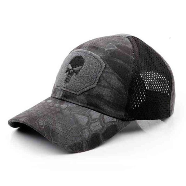 

tide cool skull multicam operators mesh baseball cap men fitted cap tactical good quality breathable outdoor sports dad hat, Blue;gray
