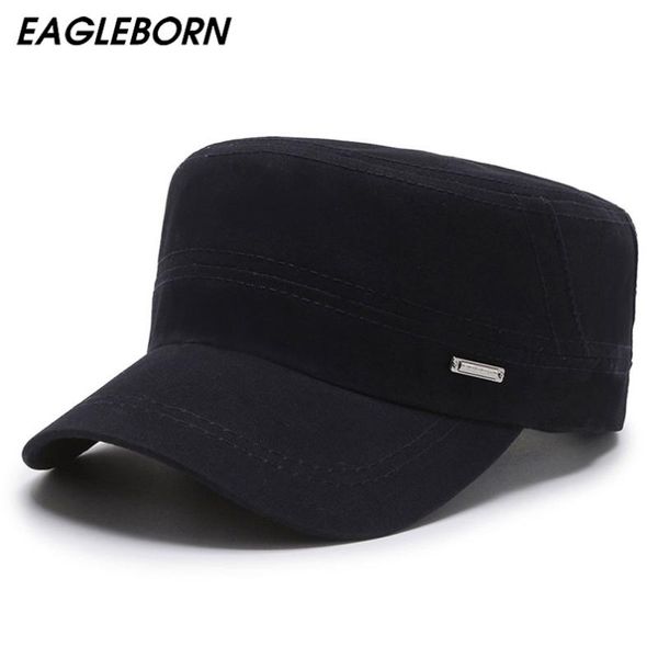 

wide brim hats eagleborn solid casual military cap middle-aged men black army green hat short, Blue;gray