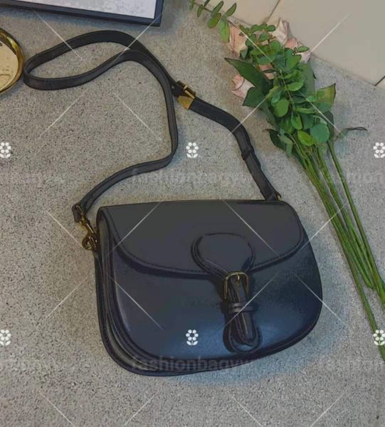 

fashion pure black woman bag saddle cross body high end contracted modern retro designer letter metal casual fashionable luxury sweet should