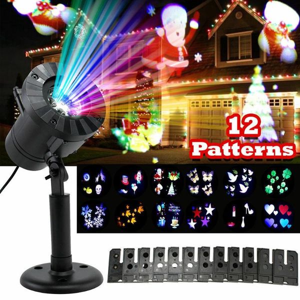 

12 patterns outdoor waterproof halloween christmas laser projector lights led stage light outdoor landscape lawn garden lamp