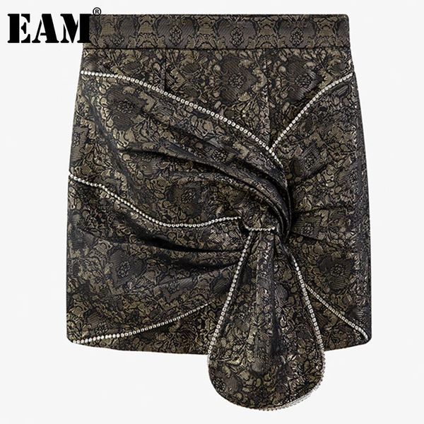 

skirts [eam] vintage jacquard rhinestone decoration pattern high waist half-body skirt women fashion spring autumn 2021 1dd3937, Black