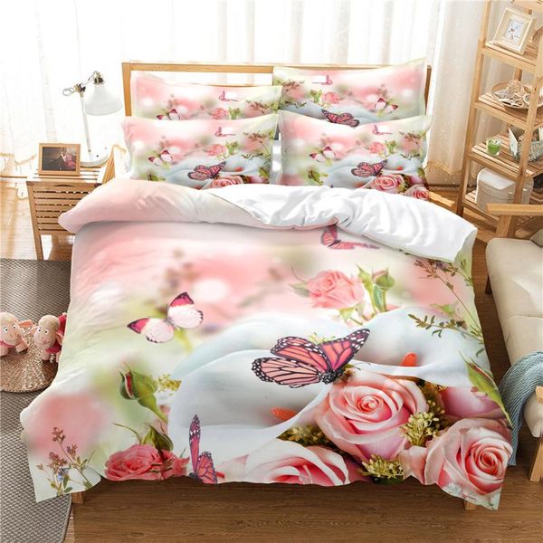 

bedding sets flowers butterfly  duvet cover set bed cotton bedroom
