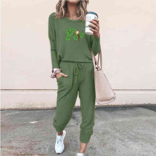 

women's two piece pants foreign trade spring and european american autumn feminine pop clothes loose solid color long leisure suit h5ug, White
