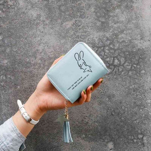 

short paragraph womens zipper wallet female student korean cute cartoon print tassels wild purse card coin package, Red;black