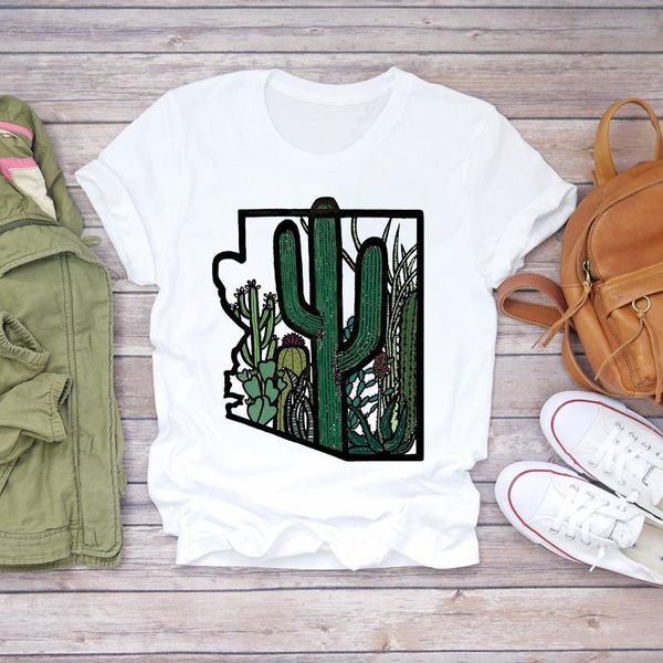 

women t-shirts cartoon plant cactus desert summer autumn 90s womens graphic t ladies print lady shirt female tee t-shirt, White
