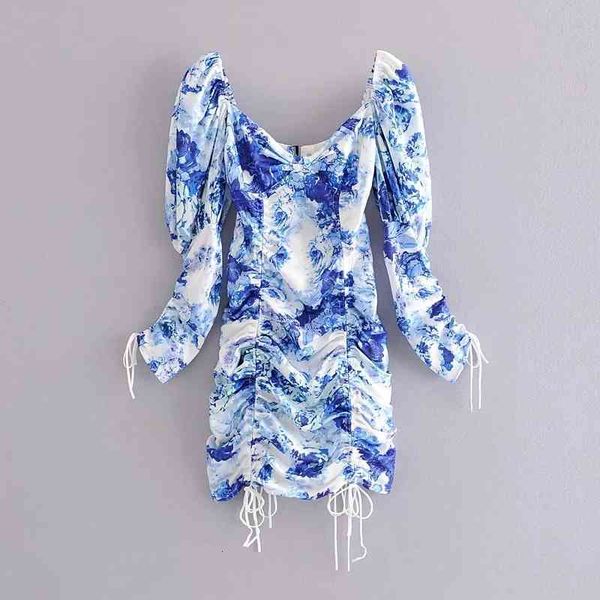

casual dresses blue print long sleeve vintage backless women beach holiday mini dress w7l6, Black;gray