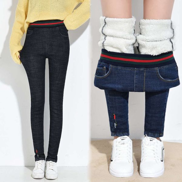 

cashmere pants leggings winter elastic high waist tight women, Blue