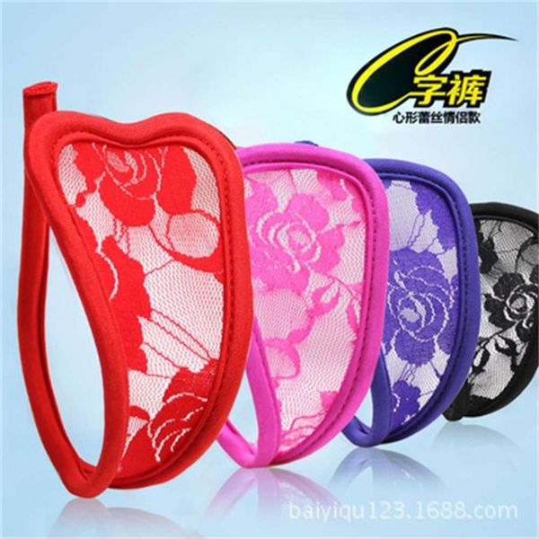 

lace transparent c-type t-pants, Black;pink