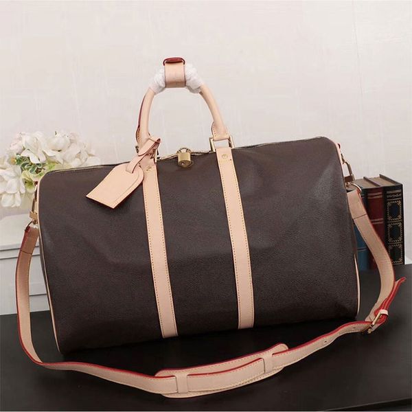 

luxury original handbags large capacity women travel bags genuine leather designer men shoulder duffel bag on luggage bottom rivets with loc
