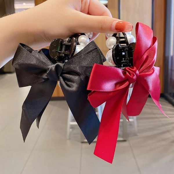 

hair clips & barrettes elegant crab strong hold accessories non slip bowknot hairpins hairgrip bow pearl claw, Golden;silver