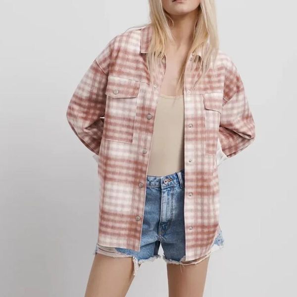 

women's jackets 2021 plaid jacket women coat autumn winter vintage long sleeve fashion pockets oversized loose casual warm chic, Black;brown