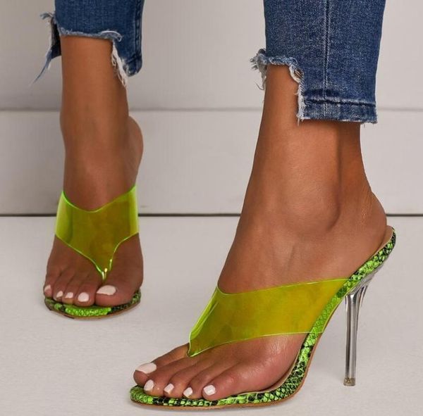 

sandals slipper woman transparent fine heel women's shoes, Black