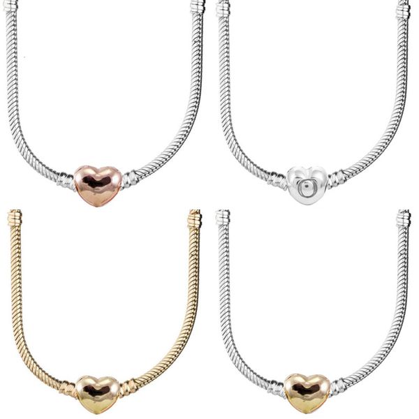 

originele smooth love heart sluiting snake collier voor 925 sterling silver bead charm ketting diy sieraden