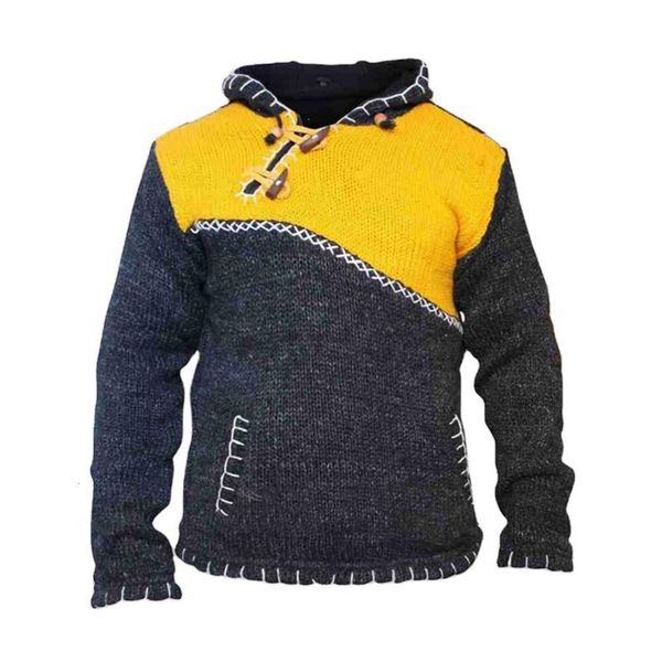 

fall / winter 2021 fashion stitching long sleeve t-shirt color contrast hooded sweater, White;black