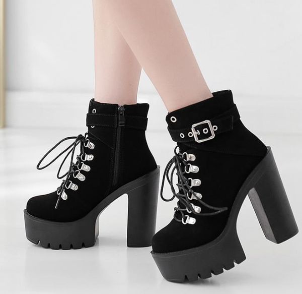 

boots european and beautiful women shoes thick heel women's platform super high waterproof stage performance boo, Black