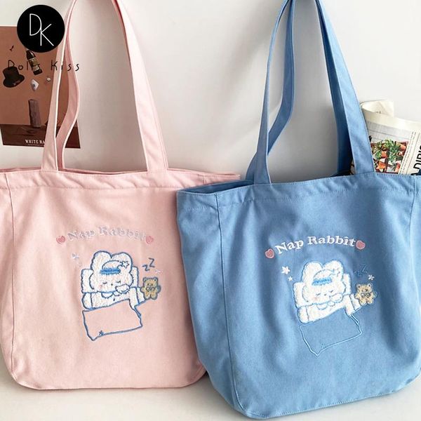 

evening bags women canvas eco bag female kawaii cute wool embroidery shoulder large-capacity shopping student book handbag