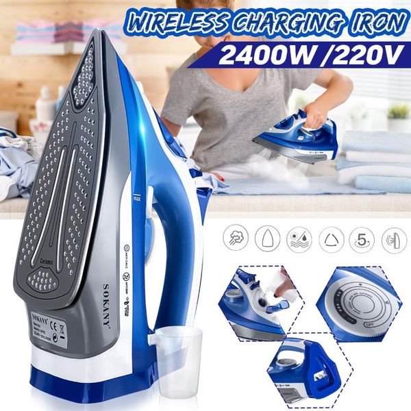 

laundry appliances 2400w cordless electric steam iron portable ironing machine garment flatiron non-stick soleplate multifunction adjustable