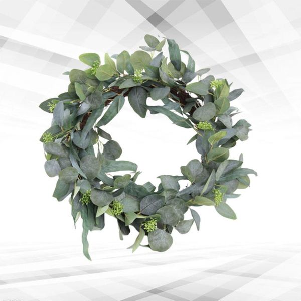 

decorative flowers & wreaths artificial round eucalyptus leaves rattan ring for wedding party festival (round pattern)