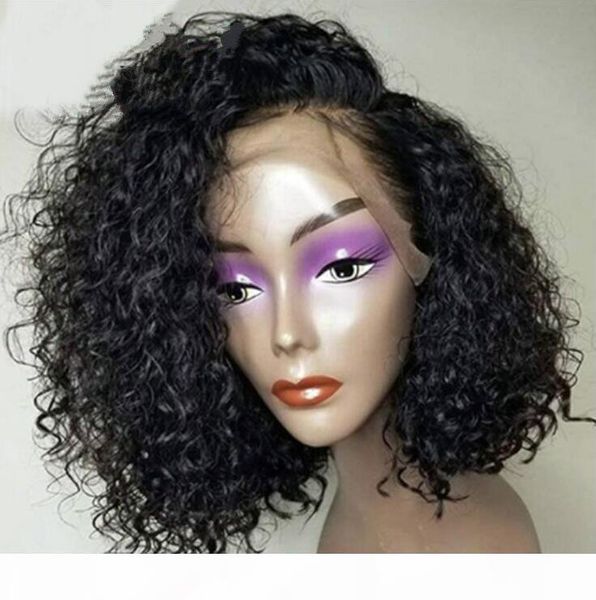 

new product explosions europe and america wigs women's front lace short curly hair wigs front lace wig 14 inch, Black;brown