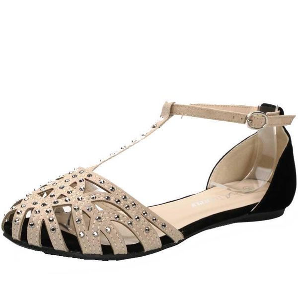 

sandals shoes woman flat rhinestone cutout summer closed toe ladies female gladiator women, Black