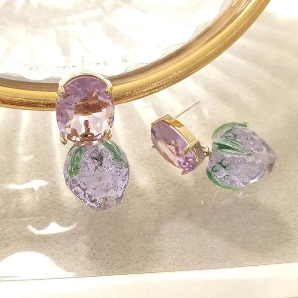 

dangle & chandelier candy colors cute grape crystal summer earrings for women korean style delicate sweet pendientes jewelry wholesale, Silver