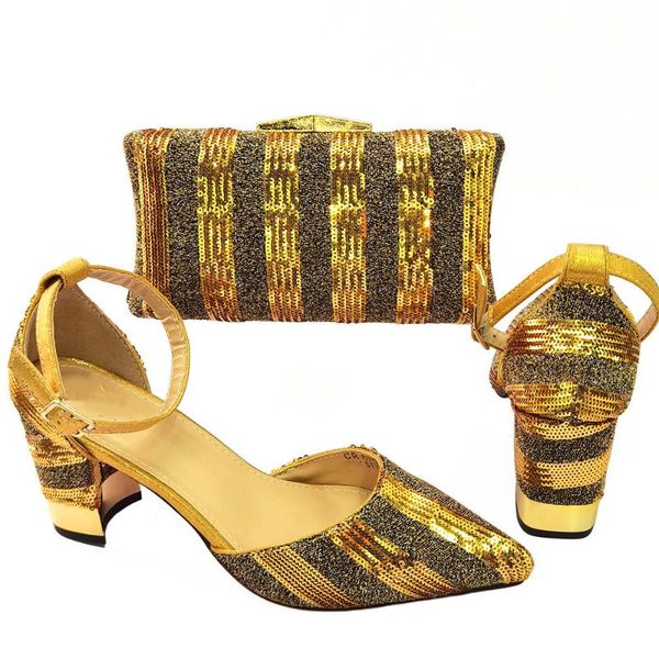 

dress shoes fashion gold women match purse with sequins decoration african pumps and handbag set for dressing cr670,heel 7.8cm, Black