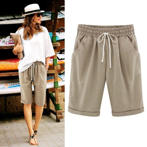 

women's pants & capris women bermuda casual drawstring elastic tousers female for clothing 2021 large size plus summer, Black;white