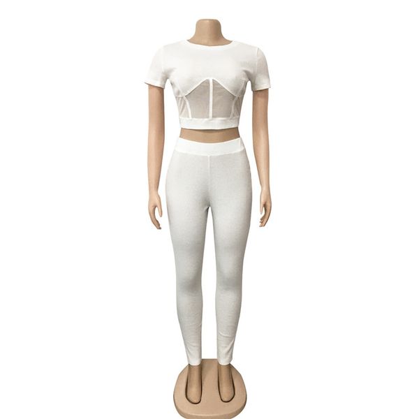 

bodycon basic streetwear suit skinny sporty fitness 2 piece set for women casual fashion autumn womens matching sets tracksuits, White