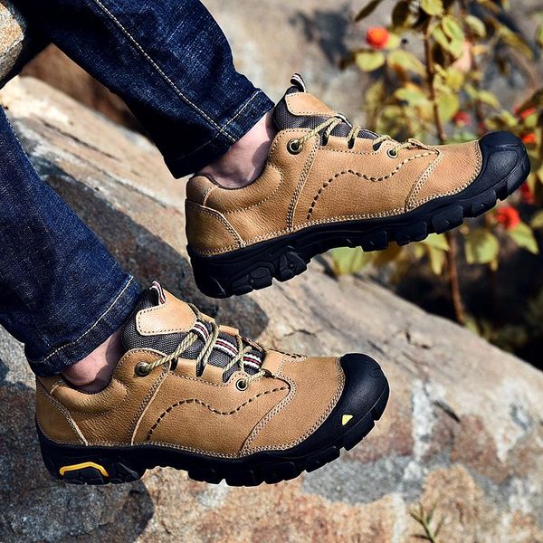 

boots natural leather men handmade retro anti-skidding shoes autumn, Black