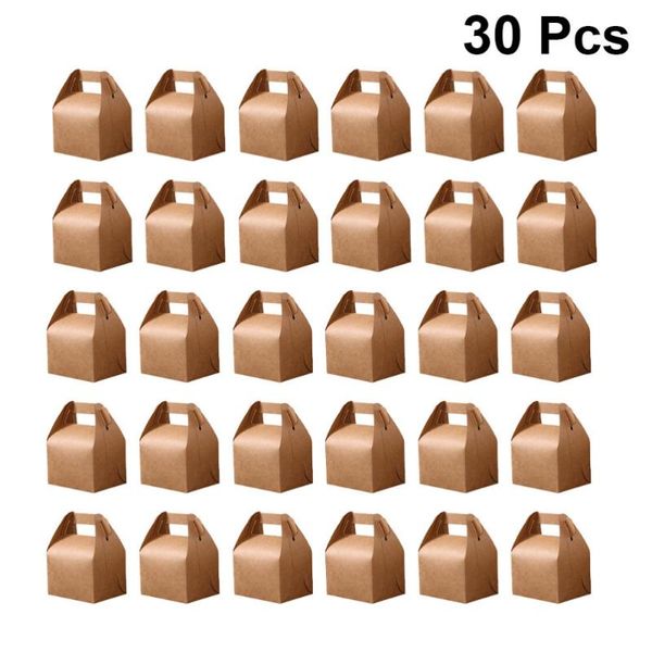 

30 pcs candy box kraft paper foldable candy packaging tote bags party favors container for home shop gift (small size)