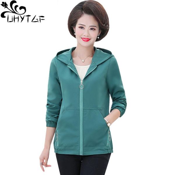 

women's jackets uhytgf spring autumn jacket womens fashion hooded loose 5xl plus size coat zipper pocket casual female chaqueta mujer 8, Black;brown